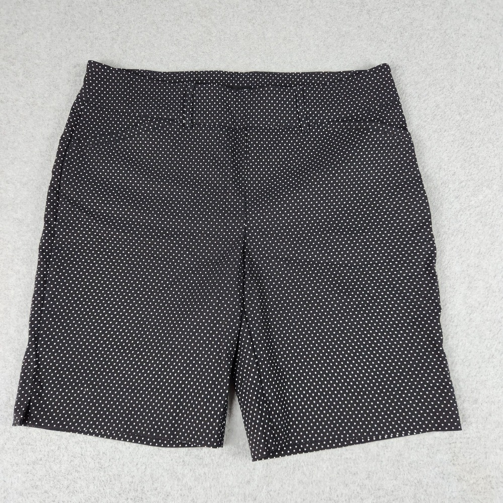 Hilary Radley Bermuda Shorts Womens Large Black Polka Dot Rayon Stretch Pull On